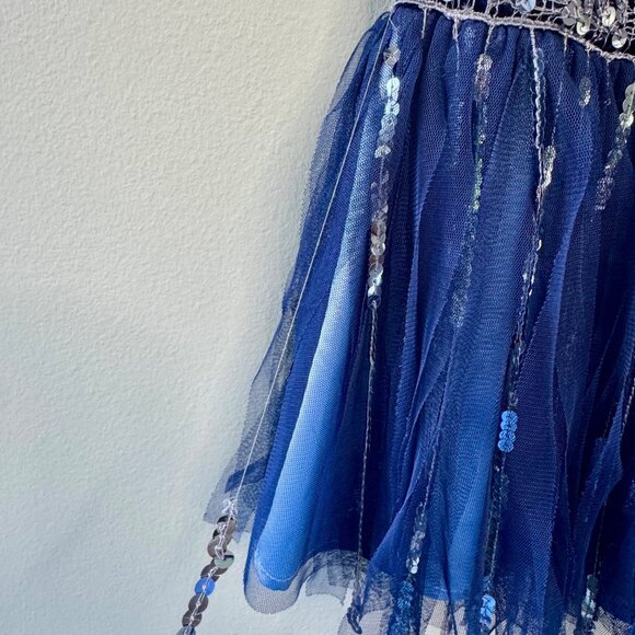 BISCOTTI Roaring 20's Party Dress Girls 8 Navy Blue Gatsby Girl Velvet & Sequins - Picture 9 of 10